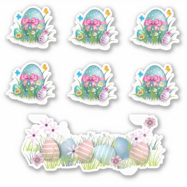 Colourful Easter Eggs scrapbook stickers (Front)