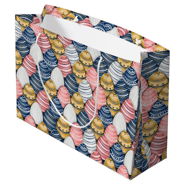 Colourful Easter Eggs Seamless Pattern Large Gift Bag (Back Angled)