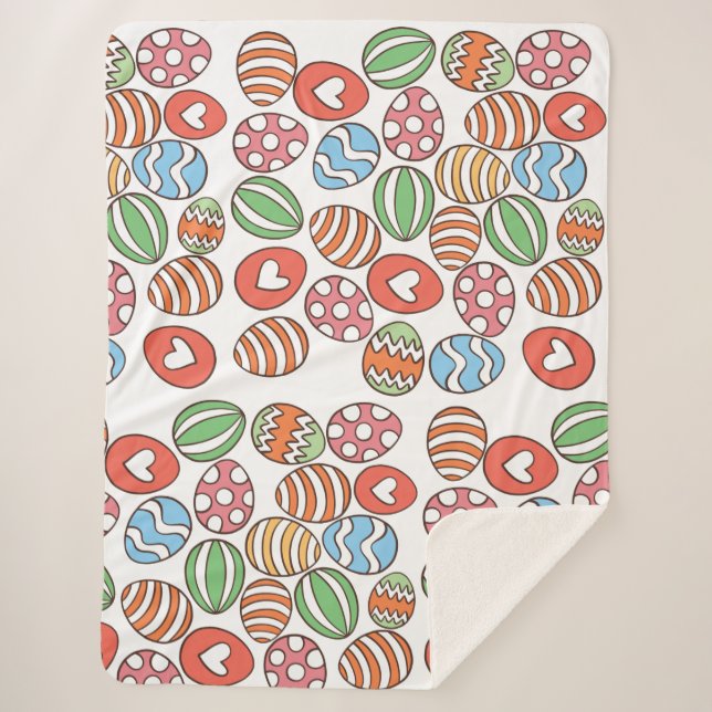 Colourful Easter Eggs Sherpa Blanket (Front)
