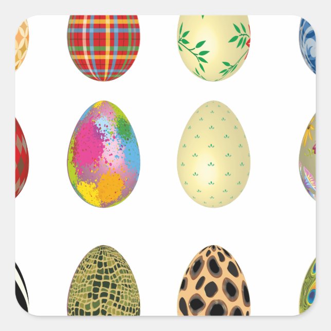 colourful easter eggs square sticker (Front)