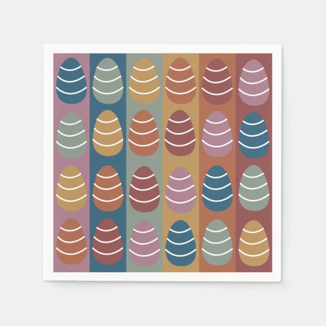 Colourful Easter Eggs Stripes Pattern Happy Easter Napkin (Front)