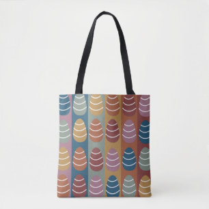Colourful Easter Eggs Stripes Pattern Happy Easter Tote Bag