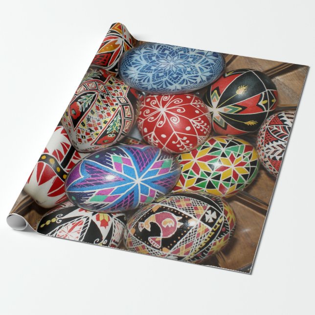 Colourful Easter eggs Wrapping Paper (Unrolled)