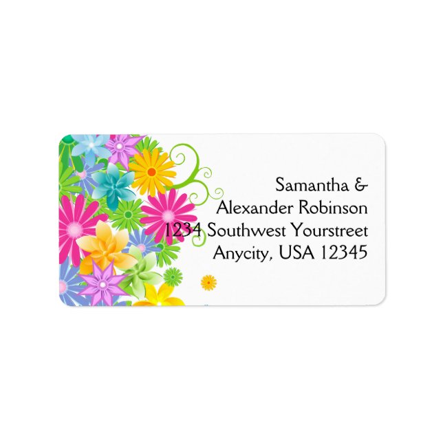 Colourful Easter Flower Bunch Label (Front)