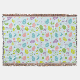 Colourful Easter Spring Pattern   Throw Blanket