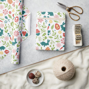 Colourful Easter Symbols Seamless Pattern Wrapping Paper