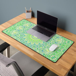 Colourful Eclectic Groovy Hippie Boho Funky Mandal Desk Mat