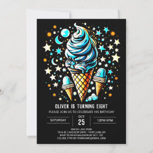 Colourful Editable Watercolor Ice Cream Birthday Invitation