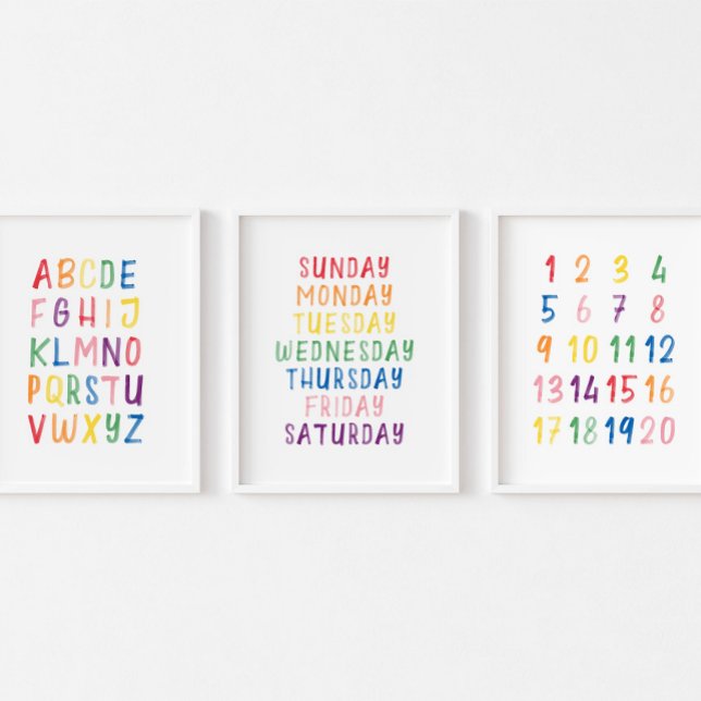 Colourful educational set of 3 wall art (Creator Uploaded)
