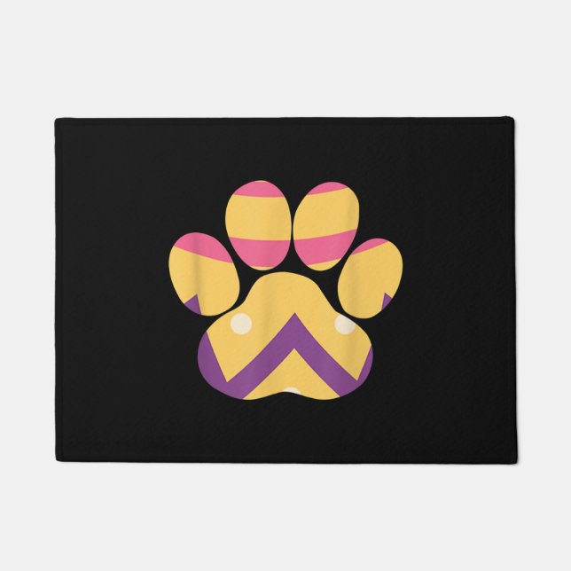 Colourful Egg Easter Paw Funny Dog Cat Lovers Gift Doormat (Front)