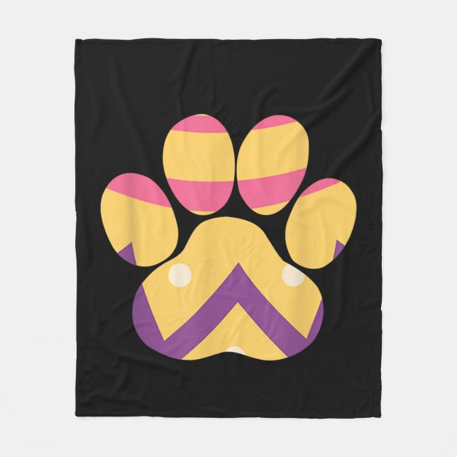 Colourful Egg Easter Paw Funny Dog Cat Lovers Gift Fleece Blanket (Front)