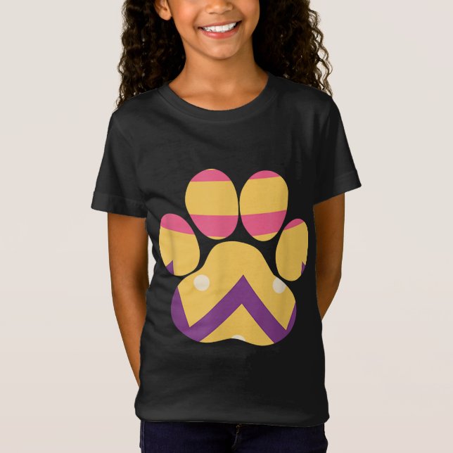 Colourful Egg Easter Paw Funny Dog Cat Lovers Gift T-Shirt (Front)