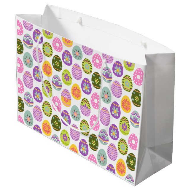 Colourful Egg Pattern Easter Large Gift Bag (Back Angled)
