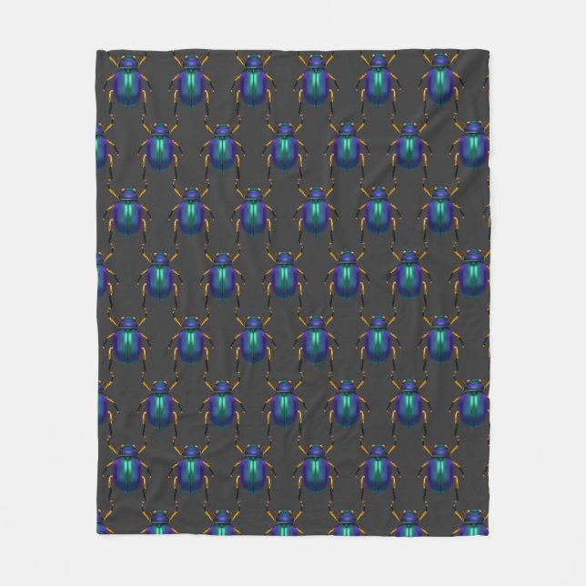 Colourful Egyptian Scarab Fleece Blanket (Front)