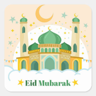 Colourful Eid al fitr Mubarak   greetings Square Sticker