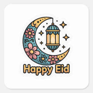 Colourful Eid Mubarak Crescent Moon Sticker