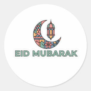 Colourful Eid Mubarak Crescent Moon Sticker