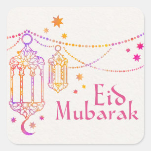 Colourful Eid Mubarak   Square Sticker
