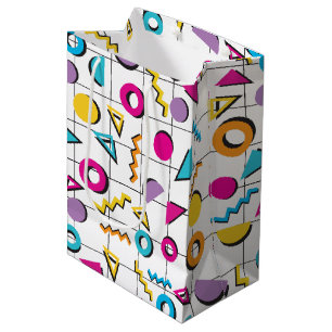Colourful Eighties 80's Retro Geometric Pattern Medium Gift Bag