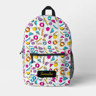 Colourful Eighties 80's Retro Geometric Pattern Printed Backpack