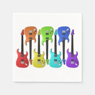 Colourful Electric Guitars Paper Napkins