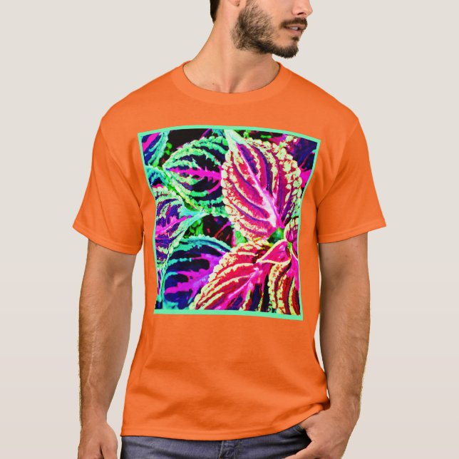 Colourful Elegance Leaves Pattern T-Shirt (Front)