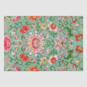 Colourful Elegant Asian Floral Chinoiserie Pattern Tissue Paper