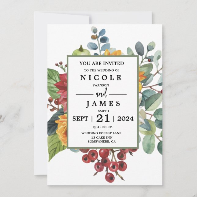 Colourful Elegant Floral  Invitation (Front)