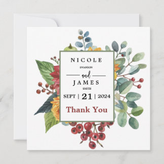 Colourful Elegant Floral Thank You Card
