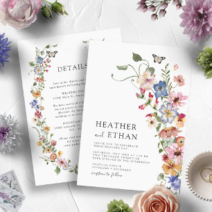 Colourful Elegant Floral Wedding Invitation