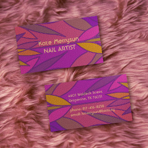 Colourful elegant leafy pattern for nail artist ar business card