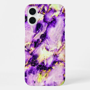Colourful Elegant Marble Purple Pink and Gold iPhone 16 Plus Case