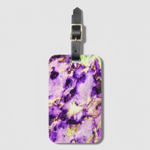 Colourful Elegant Marble Purple Pink and Gold Luggage Tag