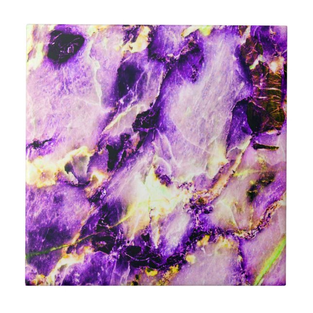 Colourful Elegant Marble Purple Pink and Gold Tile (Front)