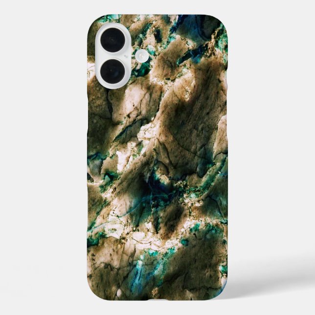 Colourful Elegant Marble Tan Brown and Aqua Case-Mate iPhone Case (Back)