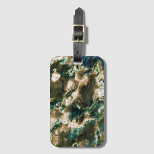 Colourful Elegant Marble Tan Brown and Aqua Luggage Tag
