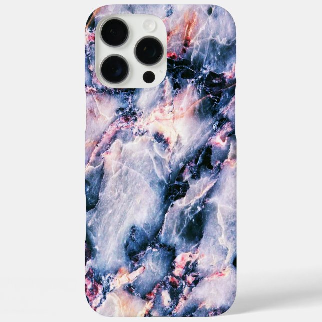 Colourful Elegant Marble White Blue and Pink Case-Mate iPhone Case (Back)