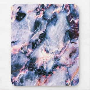 Colourful Elegant Marble White Blue and Pink Mouse Pad