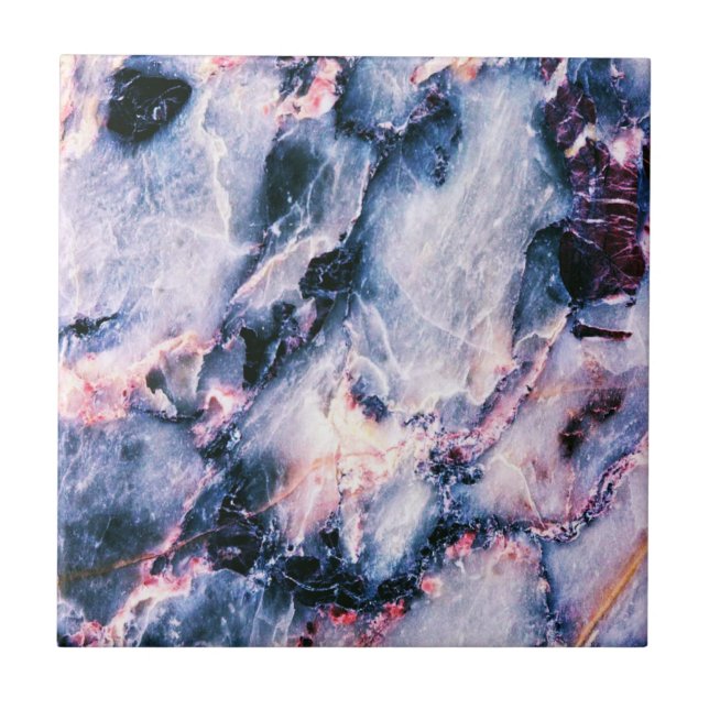 Colourful Elegant Marble White Blue and Pink Tile (Front)