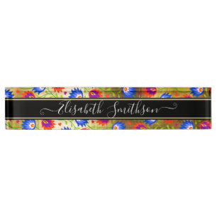 Colourful Elegant Professional Bold Bohemian Flora Nameplate