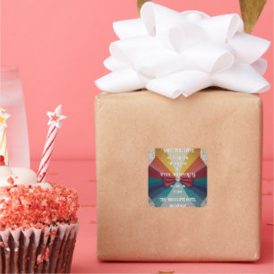 Colourful Elegant Rainbow Wedding Invitation Square Sticker
