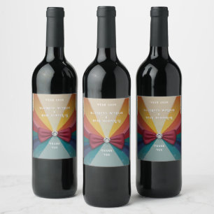 Colourful Elegant Rainbow Wedding Invitation Wine Label