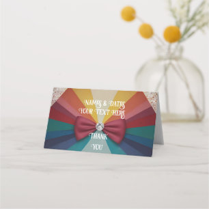 Colourful Elegant Rainbow Wedding Place Card