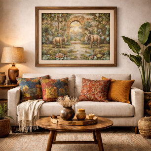 Colourful elegant retro geometric abstract pattern cushion