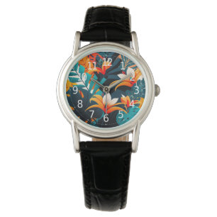 Colourful Elegant Tropical Leaves and Flowers   Watch