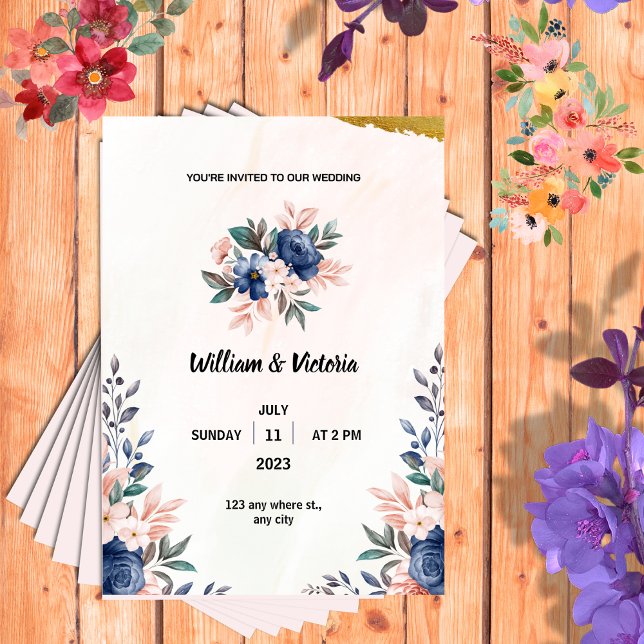 Colourful Elegant Wedding Invitation Portrait (Creator Uploaded)