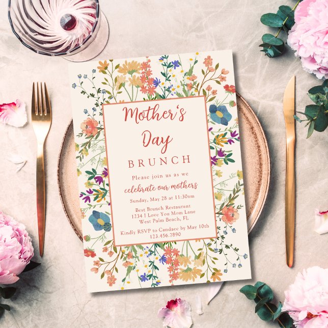 Colourful Elegant Wildflowers Mother's Day Brunch Invitation (Creator Uploaded)