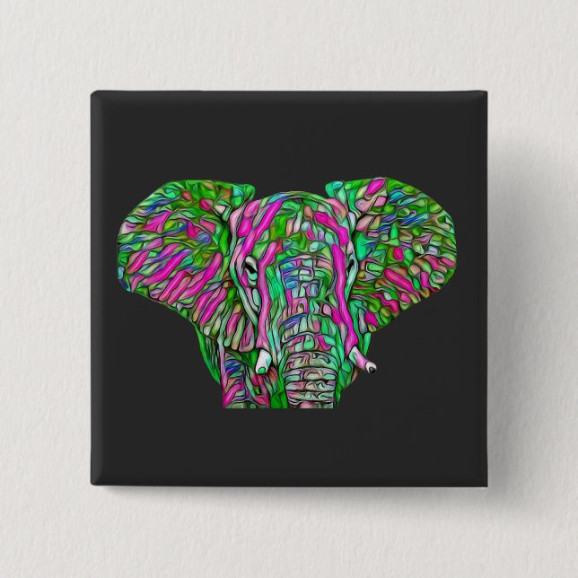 Colourful Elephant  15 Cm Square Badge (Front)