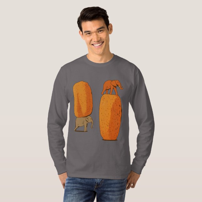 Colourful Elephant Balance Art T-Shirt (Front Full)