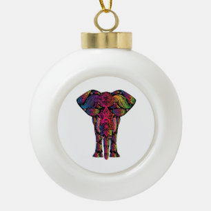 Colourful elephant cartoon ceramic ball christmas ornament
